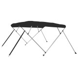 Parasolar barca Bimini cu 4 arcuri, negru, 243x196x137 cm