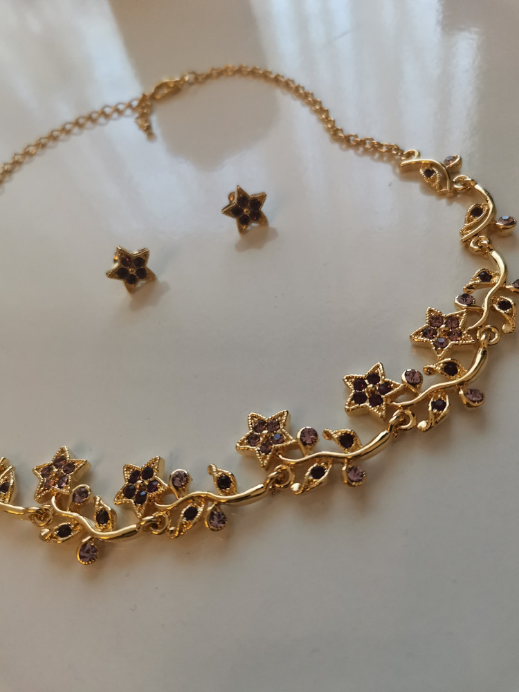 Set bijuterii dama -colier si cercei -placat cu Aur 18k si Swarovski |  Okazii.ro