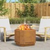 Vatră de foc vidaXL fără fum, oțel corten 58x58x51cm, maro, exterior, rezistentă la rugină, suport busteni mari