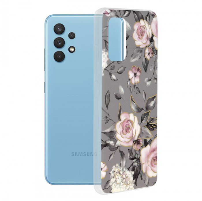 Husa pentru Samsung Galaxy A32 4G, Techsuit Marble Series, Bloom of Ruth Gray