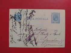 CARTE POSTALA ( 1894 ) - ADRESATA DESTINATAR GERMANIA - FARA STAMPILE