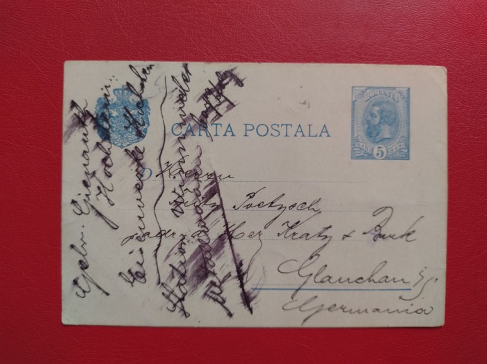 CARTE POSTALA ( 1894 ) - ADRESATA DESTINATAR GERMANIA - FARA STAMPILE