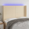 vidaXL Tăblie de pat cu LED, crem, 147x16x118/128 cm, textil