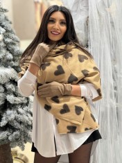 Manusi dama bej din catifea cu insertii tactile foto