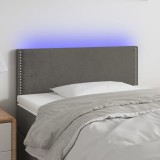 Cumpara ieftin Tăblie de pat cu LED, gri &icirc;nchis, 90x5x78/88 cm, catifea