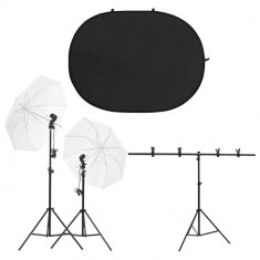 Kit studio foto cu set de lumini si ecran de fundal GartenMobel Dekor