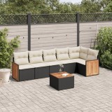 vidaXL Set canapele de grădină cu perne, 7 piese, negru, poliratan 3260075