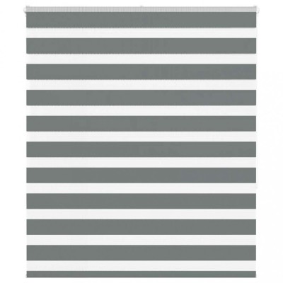 vidaXL Jaluzea tip zebra gri &amp;icirc;nchis lățime țesătură 115,9 cm poliester foto