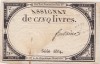 FRANTA ASIGNATA ASSIGNAT 5 LIVRES NOIEMBRIE 1793 SIGN. Fontaine F