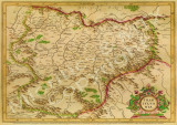 Poster Harta Transilvaniei celebrului cartograf Gerard Mercator. Republicata de cartograful olandez Henricus Hondius din 1633