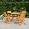 Set gradina 5 piese, lemn masiv tec, pliabil, 4 locuri, 85x85x76 cm