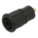 Soclu Banană 4mm 24A 1kV Negru Aurit Panou