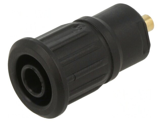 Soclu Banană 4mm 24A 1kV Negru Aurit Panou
