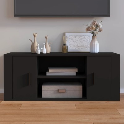 vidaXL Comodă TV, negru, 100x35x40 cm, lemn prelucrat 823092 foto