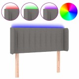 Cumpara ieftin Tablie de pat cu LED, gri inchis, 93x16x78/88 cm, textil