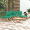VidaXL Set mobilier de grădină cu perne verzi, 6 piese, bambus