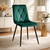 Cumpara ieftin Scaun bucatarie/living, Artool, Libra, catifea, metal, verde si negru, 44x40x88.5 cm