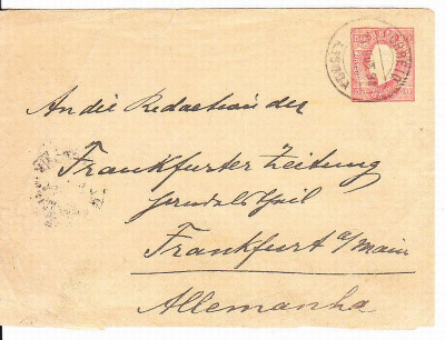 Portugal 1891 Postal History, Cover to Frankfurt, Germany D.053 foto