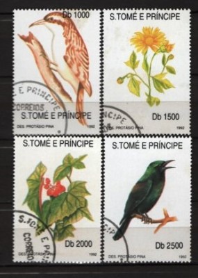 SAO TOME E PRINCIPE 1992 - FAUNA SI FLORA. SERIE STAMPILATA, K131 foto