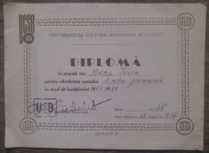 Diploma Universitatea Cultural-Stiintifica Bucuresti// 1984 foto