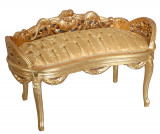 Banca baroc din lemn masiv auriu cu tapiterie aurie BAR035A06, Fotolii