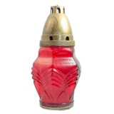Candela decorativa S2, sticla + capac plastic, h 17 cm, timp ardere 15 ore, rosu