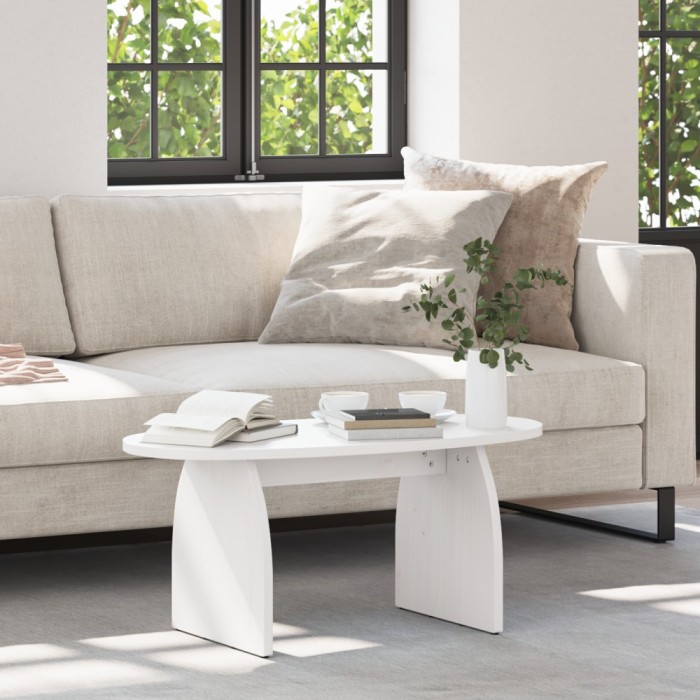 vidaXL Masă de cafea Alb 80 x 40 x 35 cm Lemn de brad solid