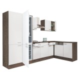 Mobilier Bucatarie Coltar Leziter Yorki 340 Modular Stejar, Set cu Frigider jos, 340cm (fara blat)