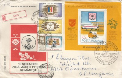 Romania, LP 1082a+1083/1983, FDC circulat international, 1984 foto