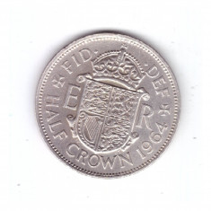 Moneda Anglia 1/2 / half crown 1964, stare buna, curata