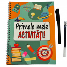 Carte reutilizabila cu rotogravura educativ interactiva, multiple activitati, linii, cifre, litere si activitati captivante pentru copii creativi, car