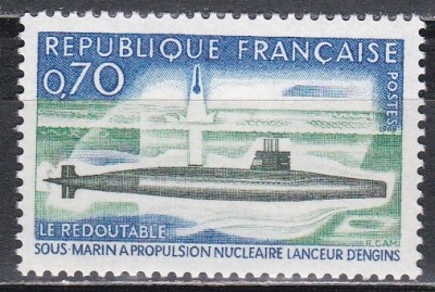Franta 1969 - Primul submarin nuclear francez &amp;bdquo;Le Redoutable&amp;rdquo;, MNH foto