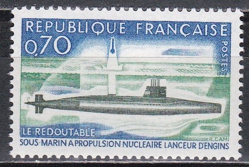 Franta 1969 - Primul submarin nuclear francez &bdquo;Le Redoutable&rdquo;, MNH