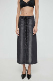R&eacute;sum&eacute; fusta jeans AntoniaRS Skirt culoarea negru, midi, evazati, 20891136