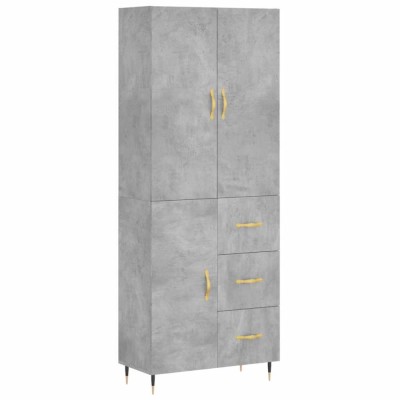 Dulap inalt, gri beton, 69,5x34x180, lemn compozit foto