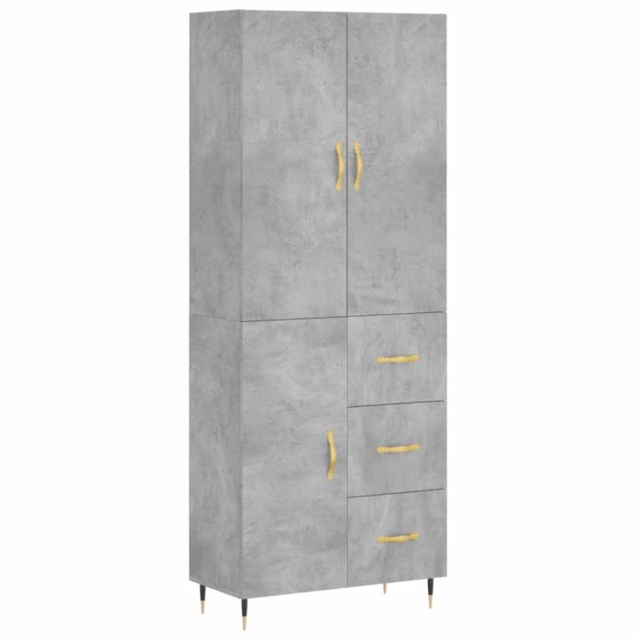 Dulap inalt, gri beton, 69,5x34x180, lemn compozit