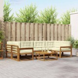 vidaXL Set de canapele de exterior cu pernă 7 pcs Natural și Crem 3367253