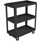 HOMCOM Cărucior pentru Scule cu 3 Rafturi cu Margini &Icirc;nalte, 70,5x35x82,5 cm, Negru | Aosom Romania