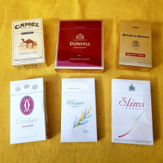 DUNHILL-CAMEL-BENSON-CARTIER-RAQUEL-VOGUE-6 PACHETE SIGILATE-DE COLECTIE-ANII 90