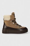 Gant botine Snowmont femei, culoarea maro, cu toc plat, izolat, 27543368.G240