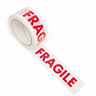 Banda adeziva imprimeu Fragile, rola 50mm x 66m, adeziv acrilic, ambalare si marcare colete foto