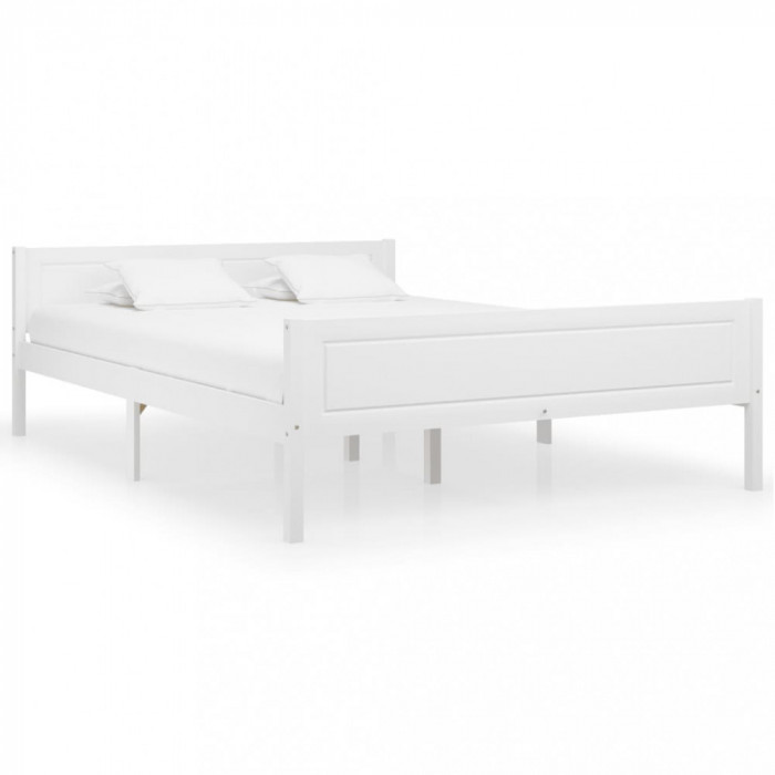 Gossi cadru de pat, alb, 140x200 cm, lemn de pin masiv