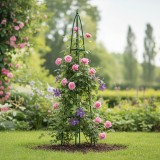 Pergola piramidala pentru plante cataratoare, otel, 31x31x200 cm, verde inchis