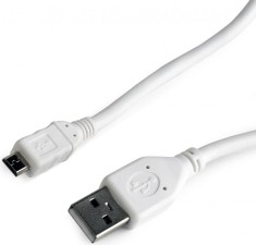CABLU alimentare si date GEMBIRD, pt. smartphone, USB 2.0 (T) la Micro-USB 2.0 (T), 1m, alb, &quot;CCP-mUSB2-AMBM-W-1M&quot; (timbru verde 0.08 lei)