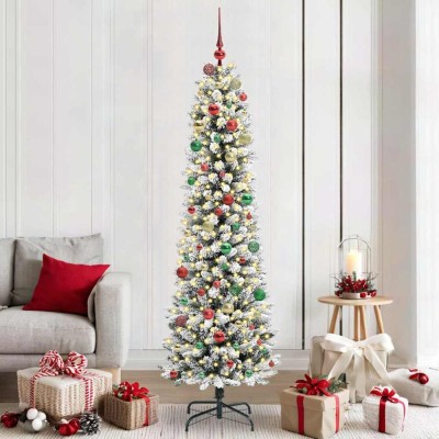 vidaXL Brad de Crăciun artificial cu 300 LED Verde și alb 210 cm 3396125 foto