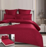 Lenjerie Pat Finet Cu Carouri Rakitic Fl012, Bumbac, 4 Piese, Cu Elastic, Rosu