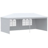 Pavilion pentru gradina/comercial, cadru metalic, 4 pereti, pliabil, alb, 5.85x2.95x2.55 m, ART