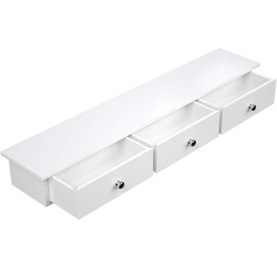 SONGMICS Raft de perete plutitor cu 3 sertare, din MDF lucios, 80x15x10 cm, alb Household NewTrend foto