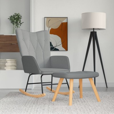 Gossi scaun balansoar cu taburet, gri deschis, textil foto