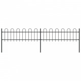 VidaXL Gard de grădină cu v&acirc;rf curbat, negru, 3,4 x 0,6 m, oțel